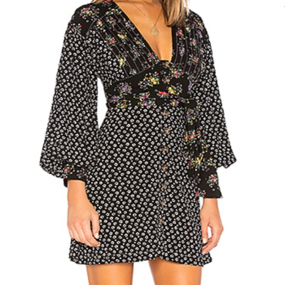 Free People Dresses & Skirts - 🔥Black Floral dress Sz small Free People NWT